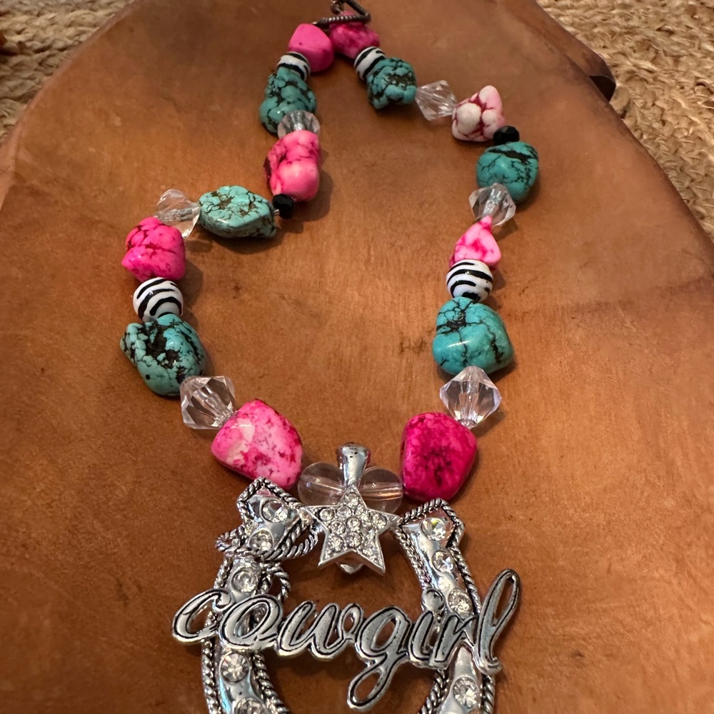 Cowgirl Pink and Turquoise Necklace
